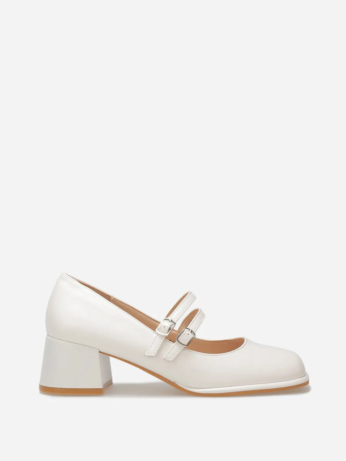 Discount La Modeuse Babies à talon et bout carrés Blanc