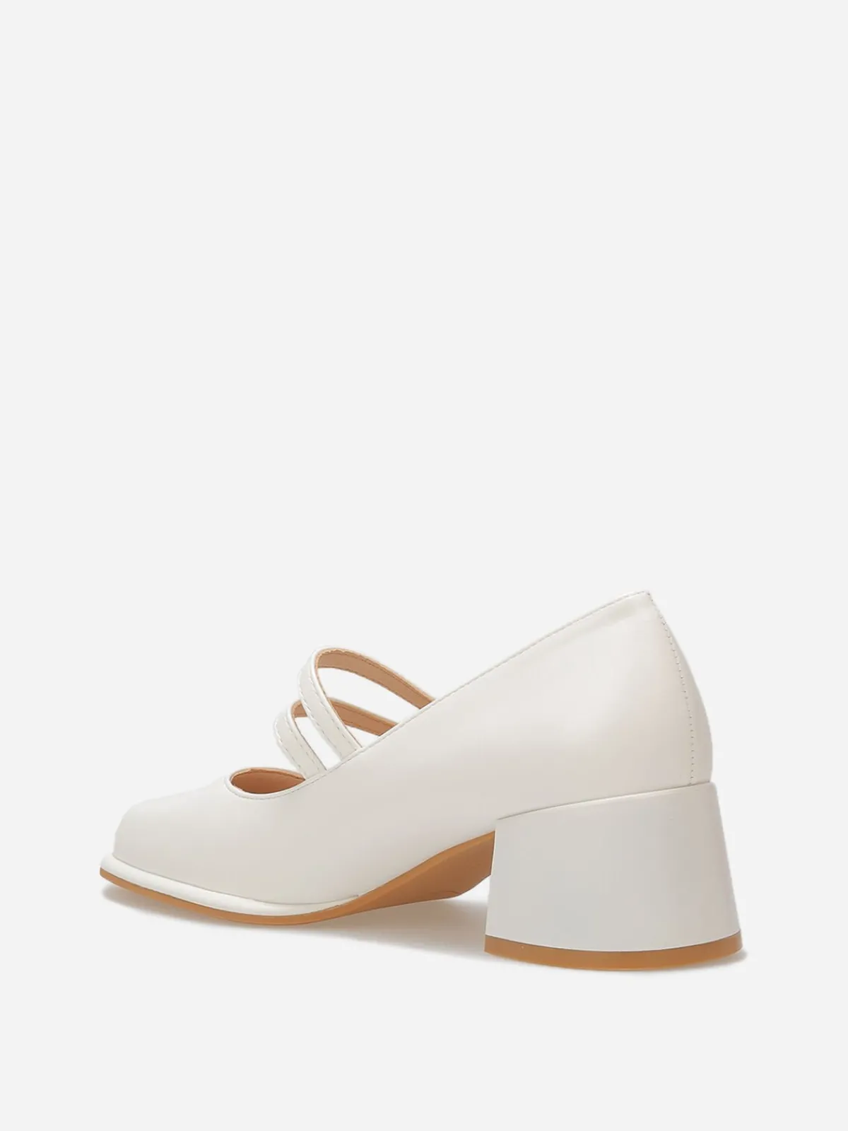 Discount La Modeuse Babies à talon et bout carrés Blanc