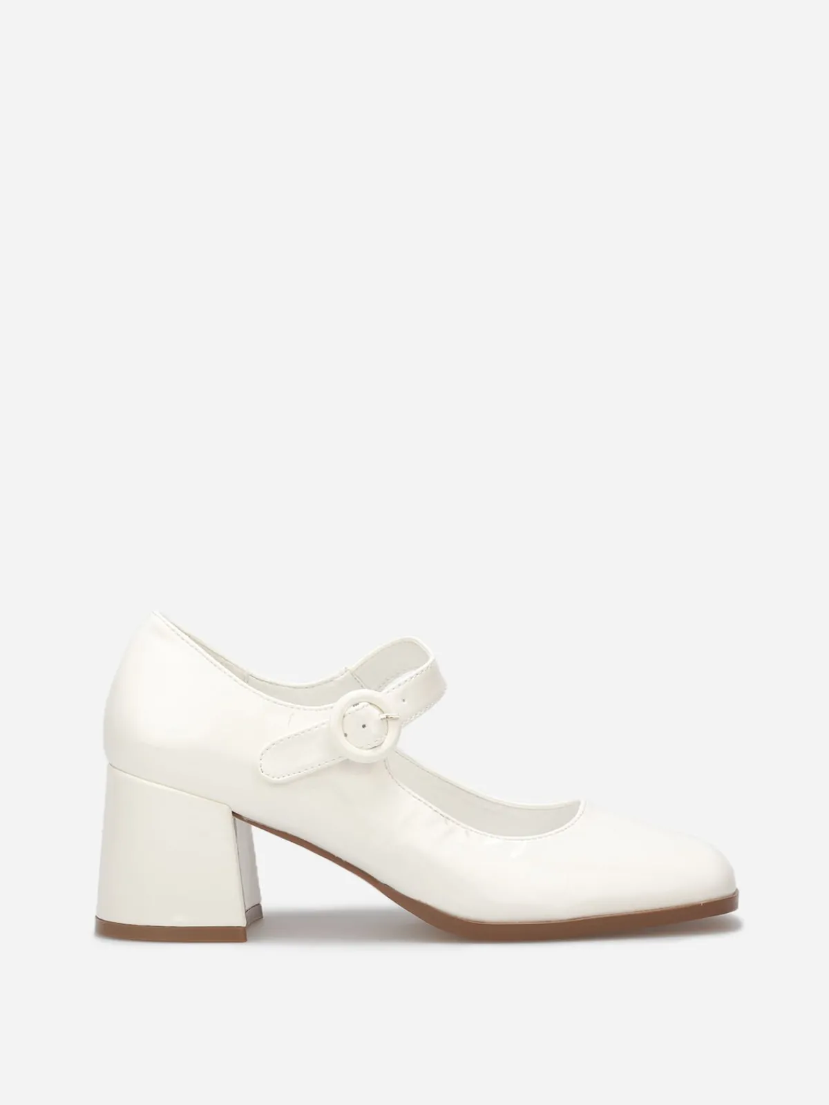 Discount La Modeuse Babies vernies à talon carré Blanc