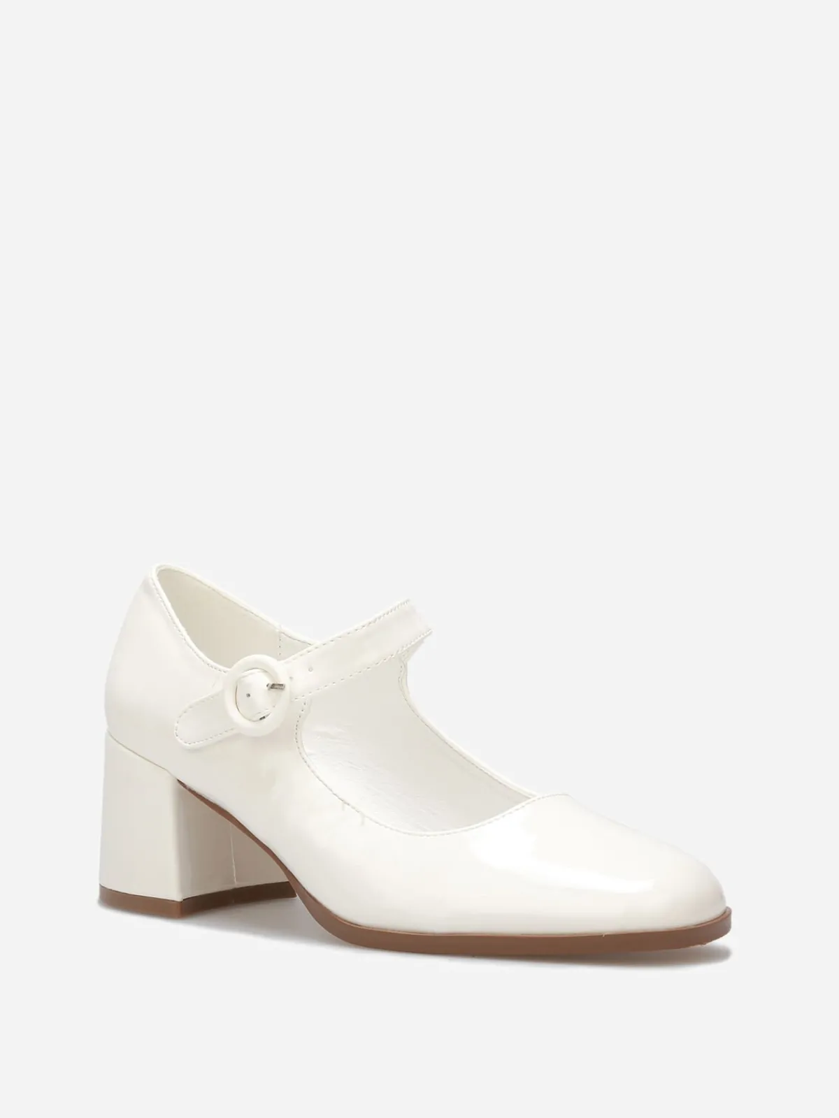 Discount La Modeuse Babies vernies à talon carré Blanc