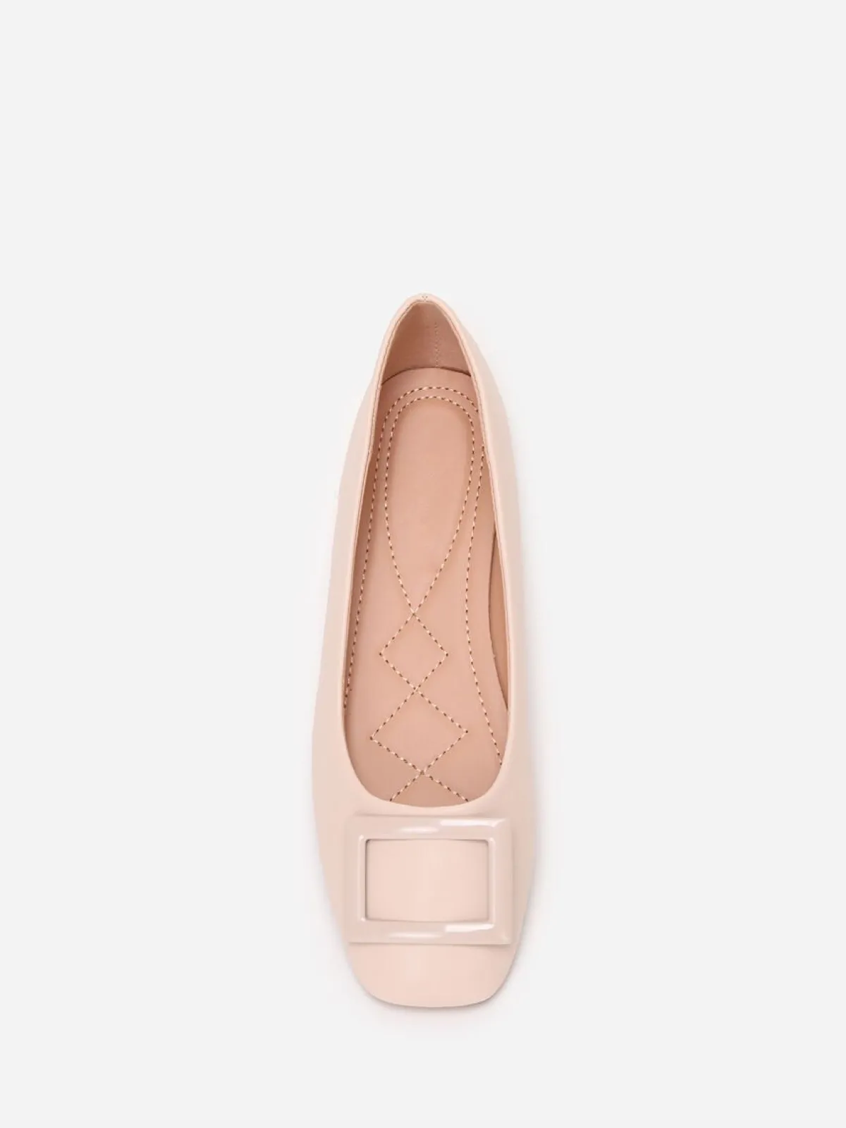 Clearance La Modeuse Ballerines à boucle et bout carrés Beige