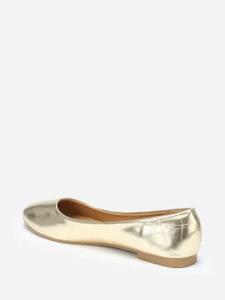 Sale La Modeuse Ballerines à bout arrondi grandes tailles Doré