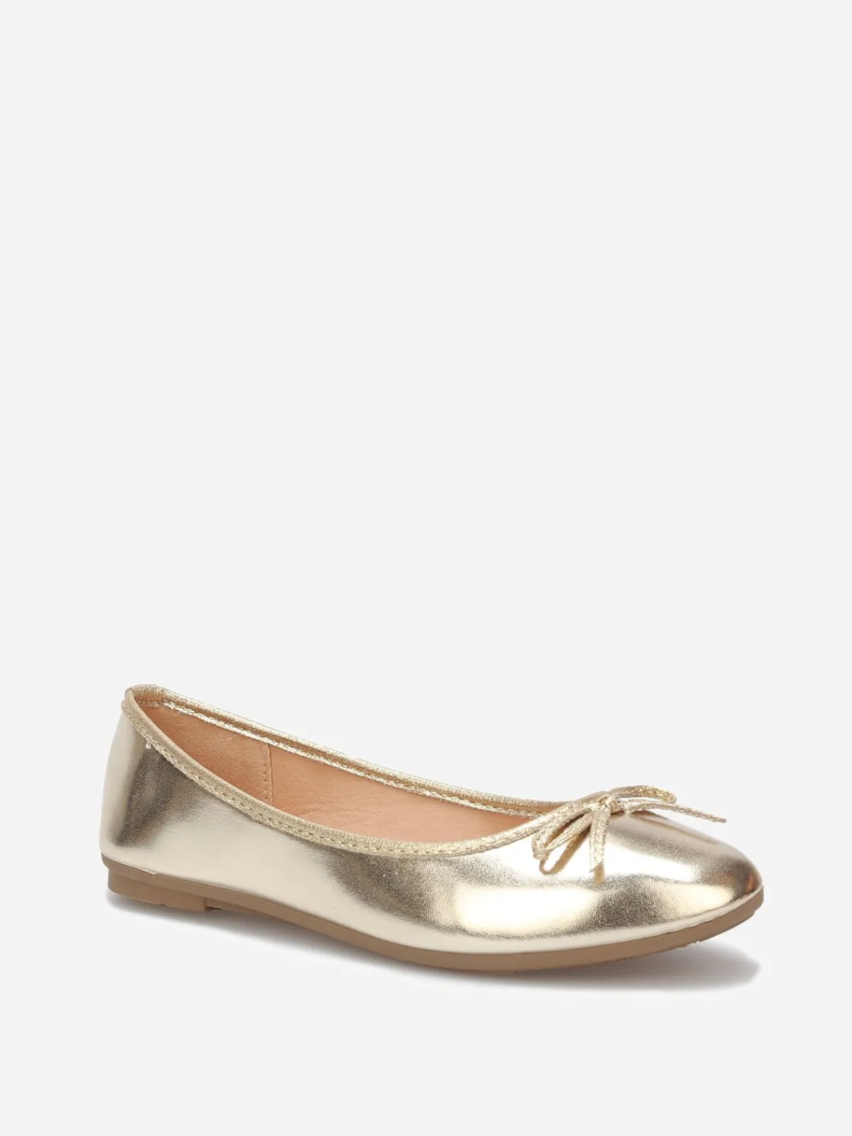Hot La Modeuse Ballerines à bout rond et n艙ud Doré