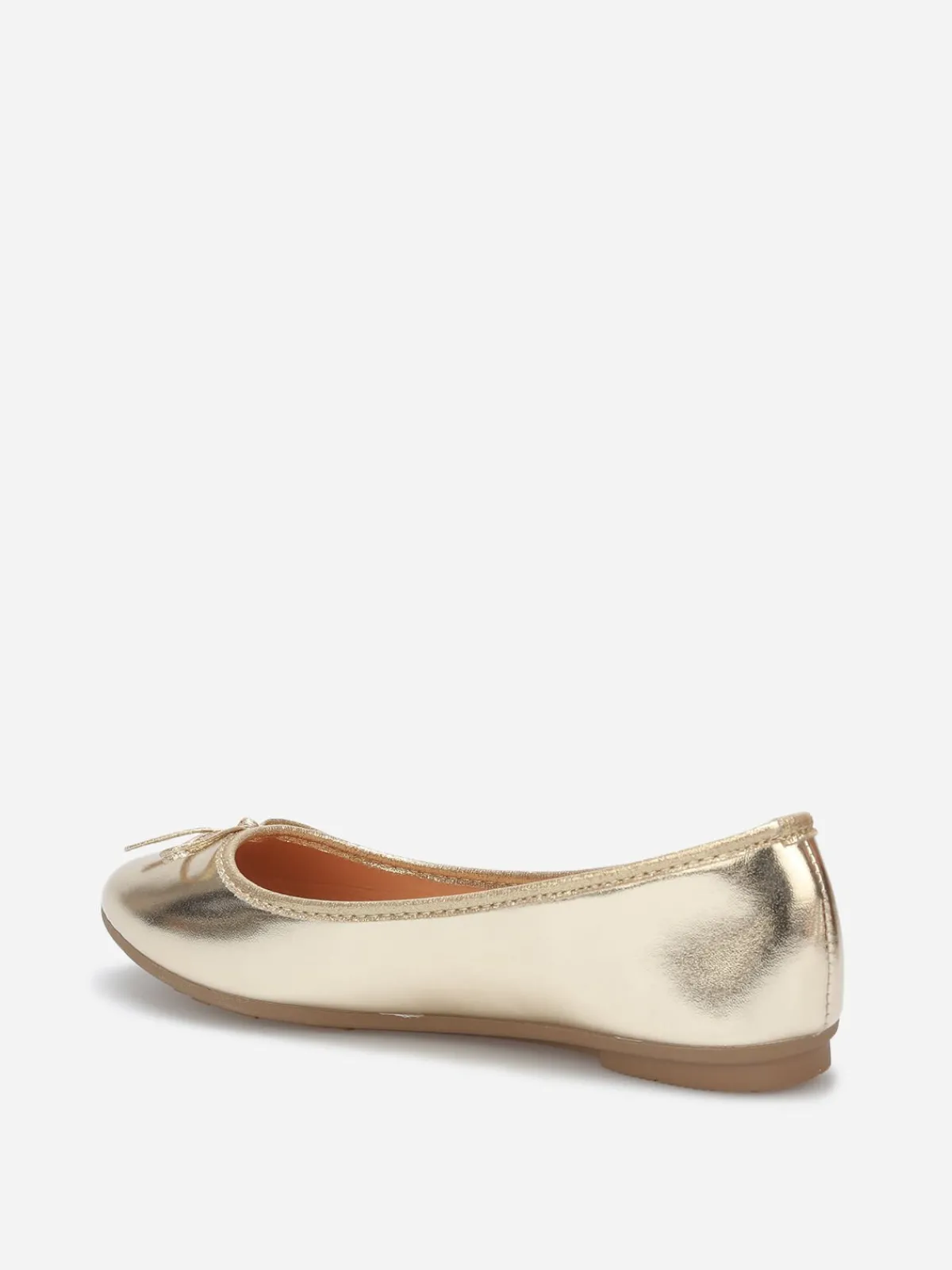 Hot La Modeuse Ballerines à bout rond et n艙ud Doré