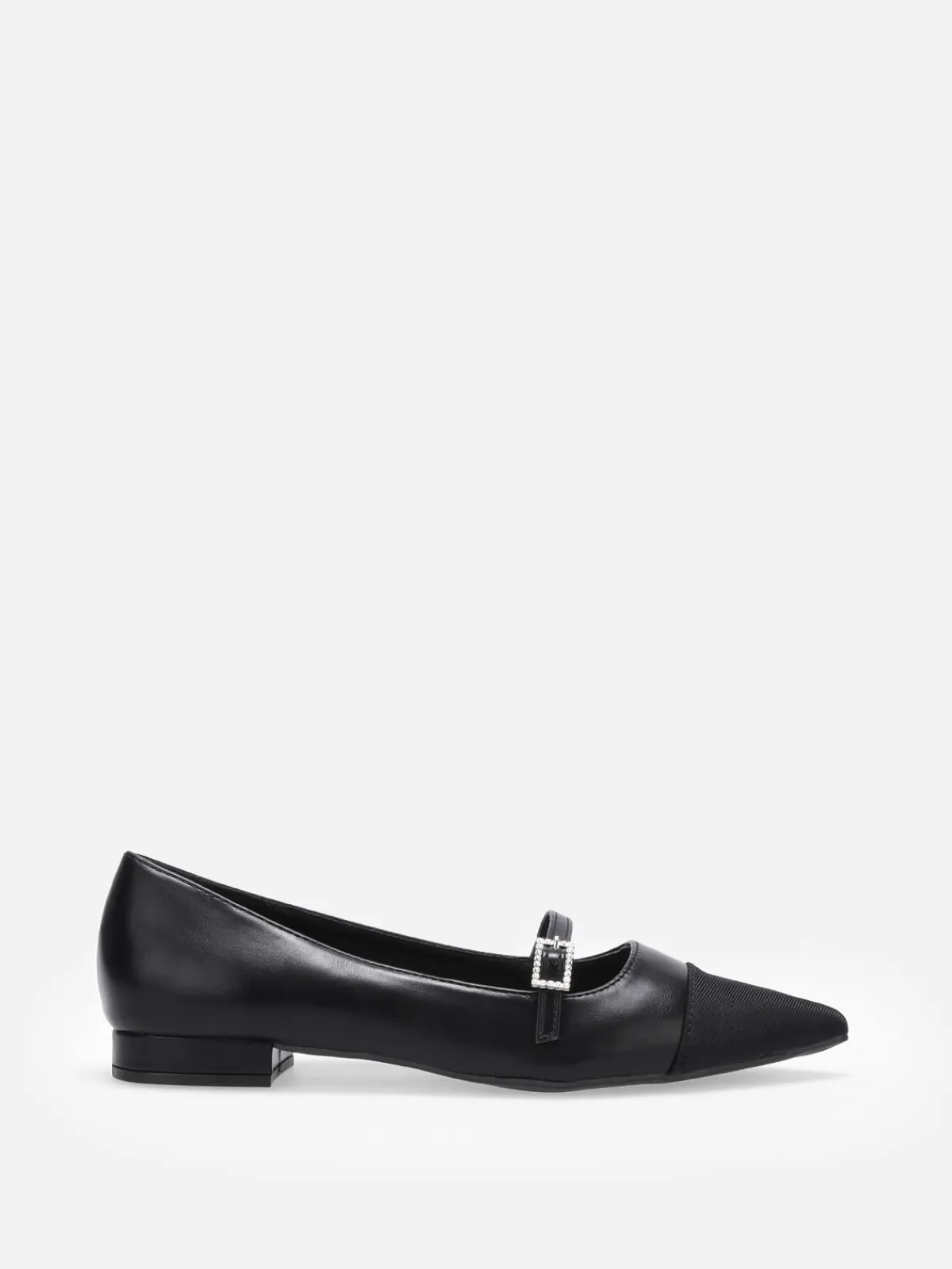 Clearance La Modeuse Ballerines bi-matières pointues à bride Noir