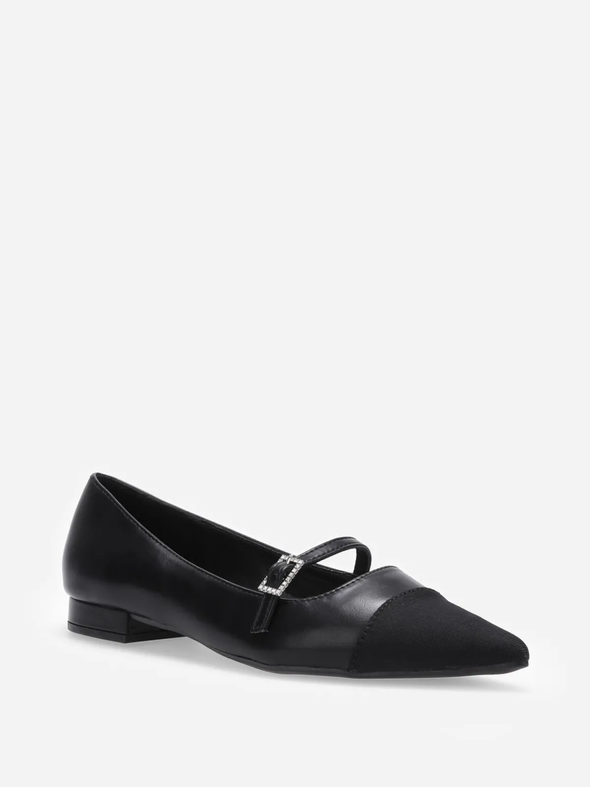Clearance La Modeuse Ballerines bi-matières pointues à bride Noir