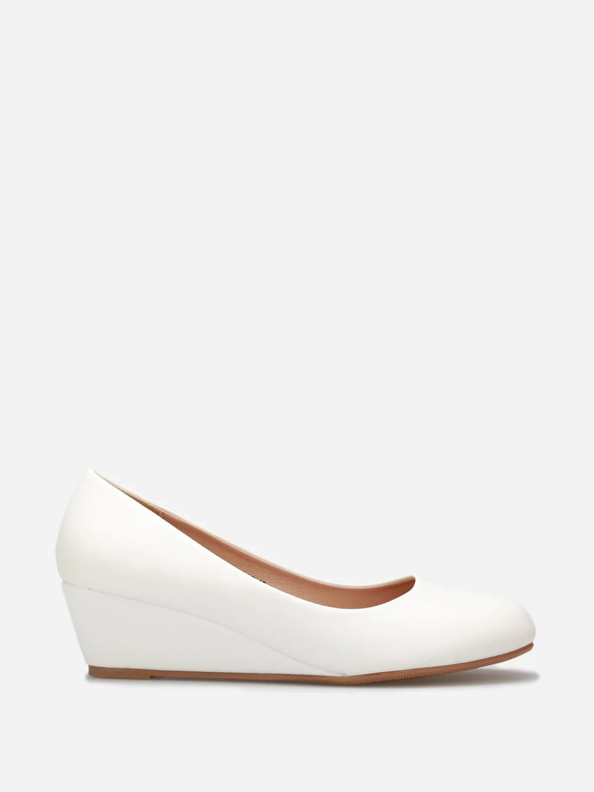 New La Modeuse Ballerines compensées à bout rond grandes tailles Blanc