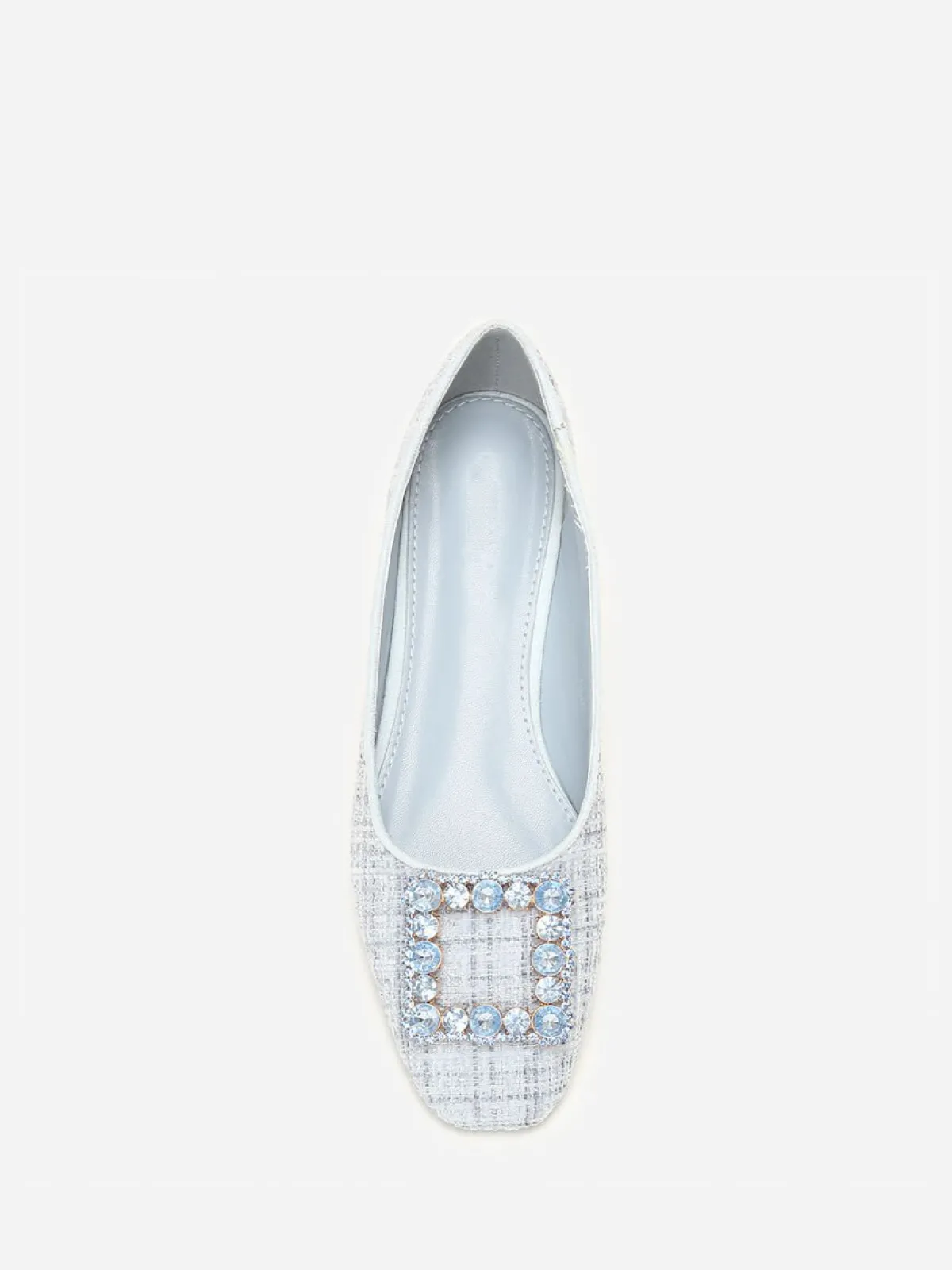 Clearance La Modeuse Ballerines en tweed avec bride bijou Bleu