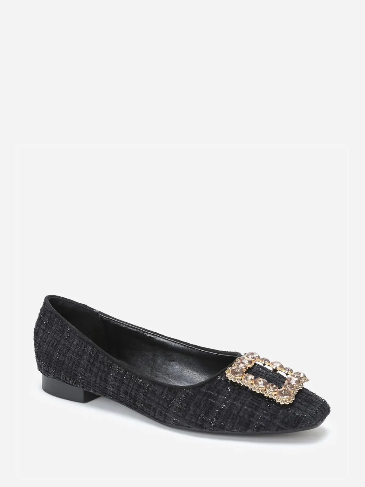 Clearance La Modeuse Ballerines en tweed avec bride bijou Noir