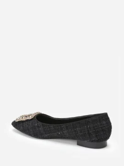 Clearance La Modeuse Ballerines en tweed avec bride bijou Noir