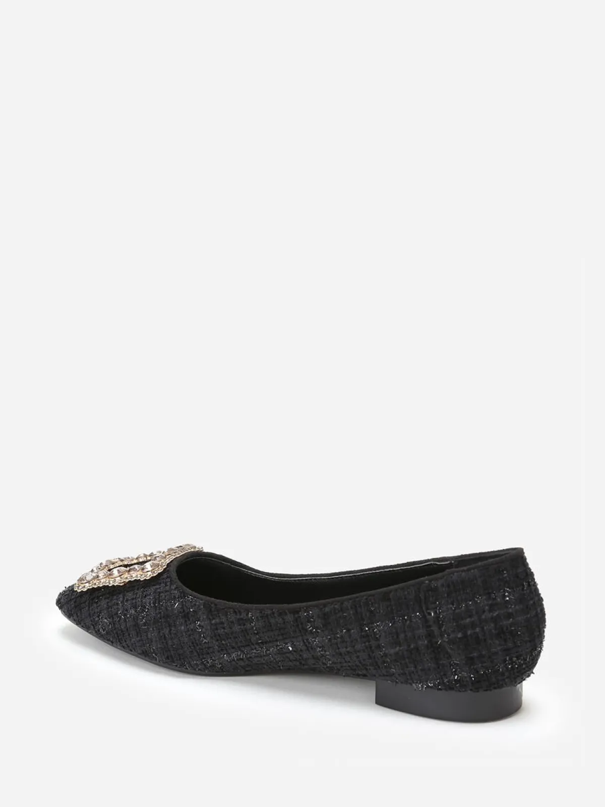 Clearance La Modeuse Ballerines en tweed avec bride bijou Noir