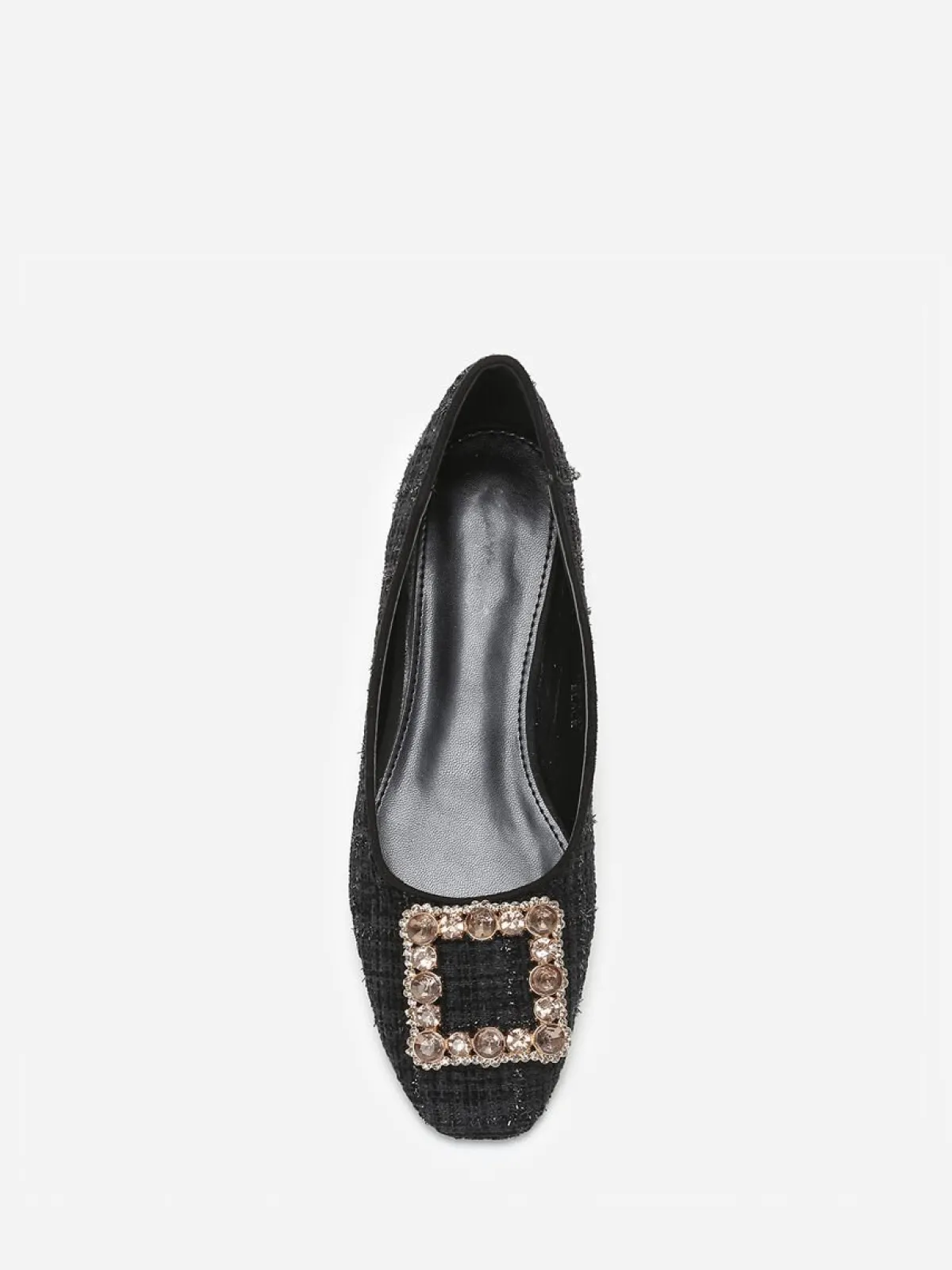 Clearance La Modeuse Ballerines en tweed avec bride bijou Noir