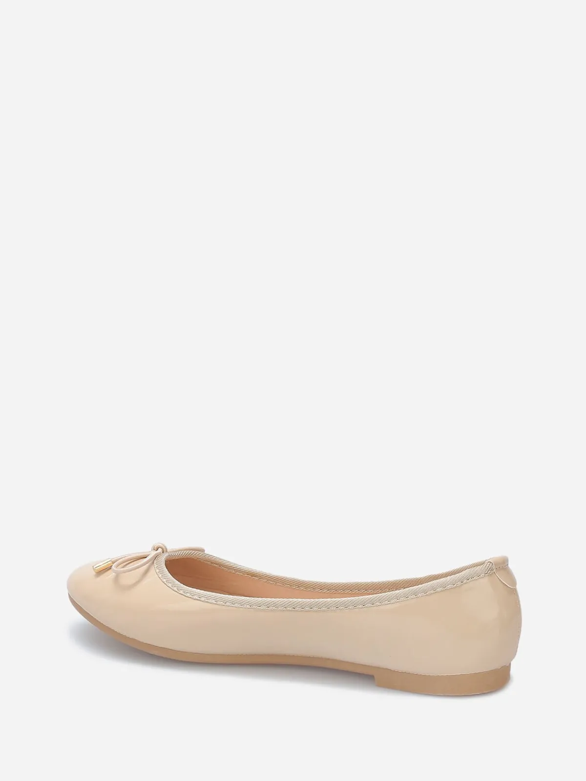 Discount La Modeuse Ballerines plates vernies avec noeud Beige