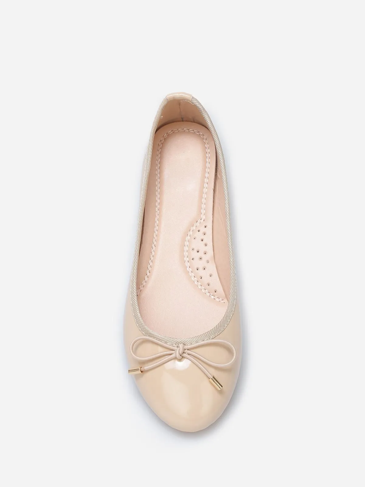 Discount La Modeuse Ballerines plates vernies avec noeud Beige