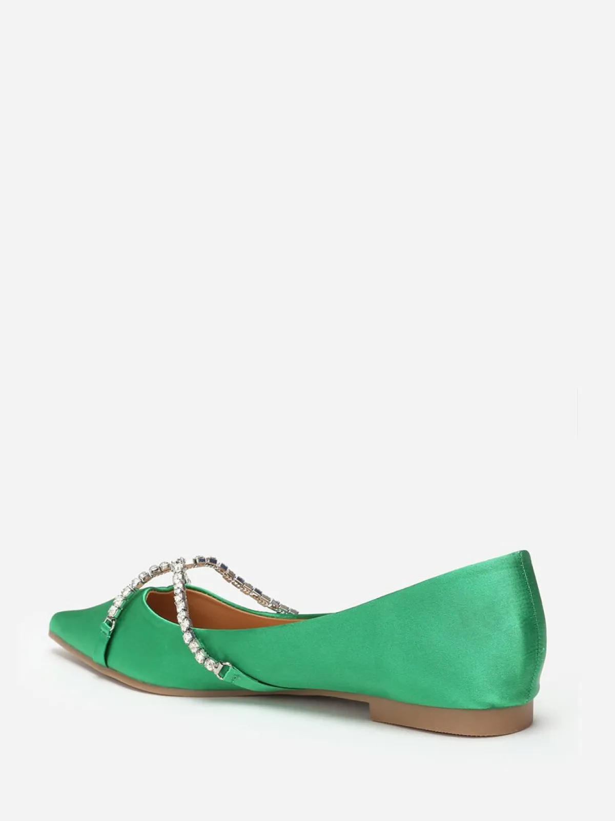 Hot La Modeuse Ballerines pointues satinées et strass Vert