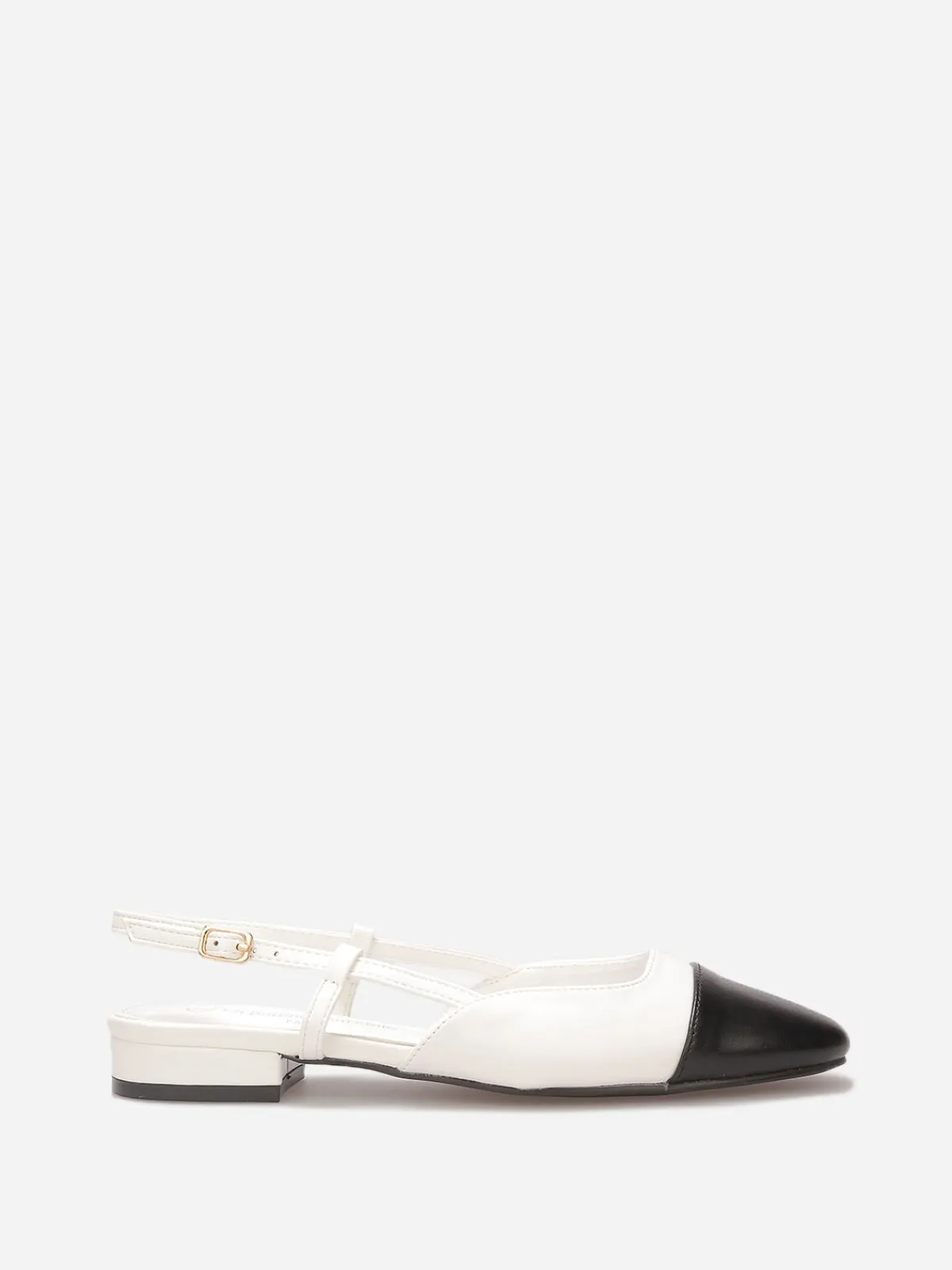 La Modeuse Ballerines slingback à bout contrastant Blanc