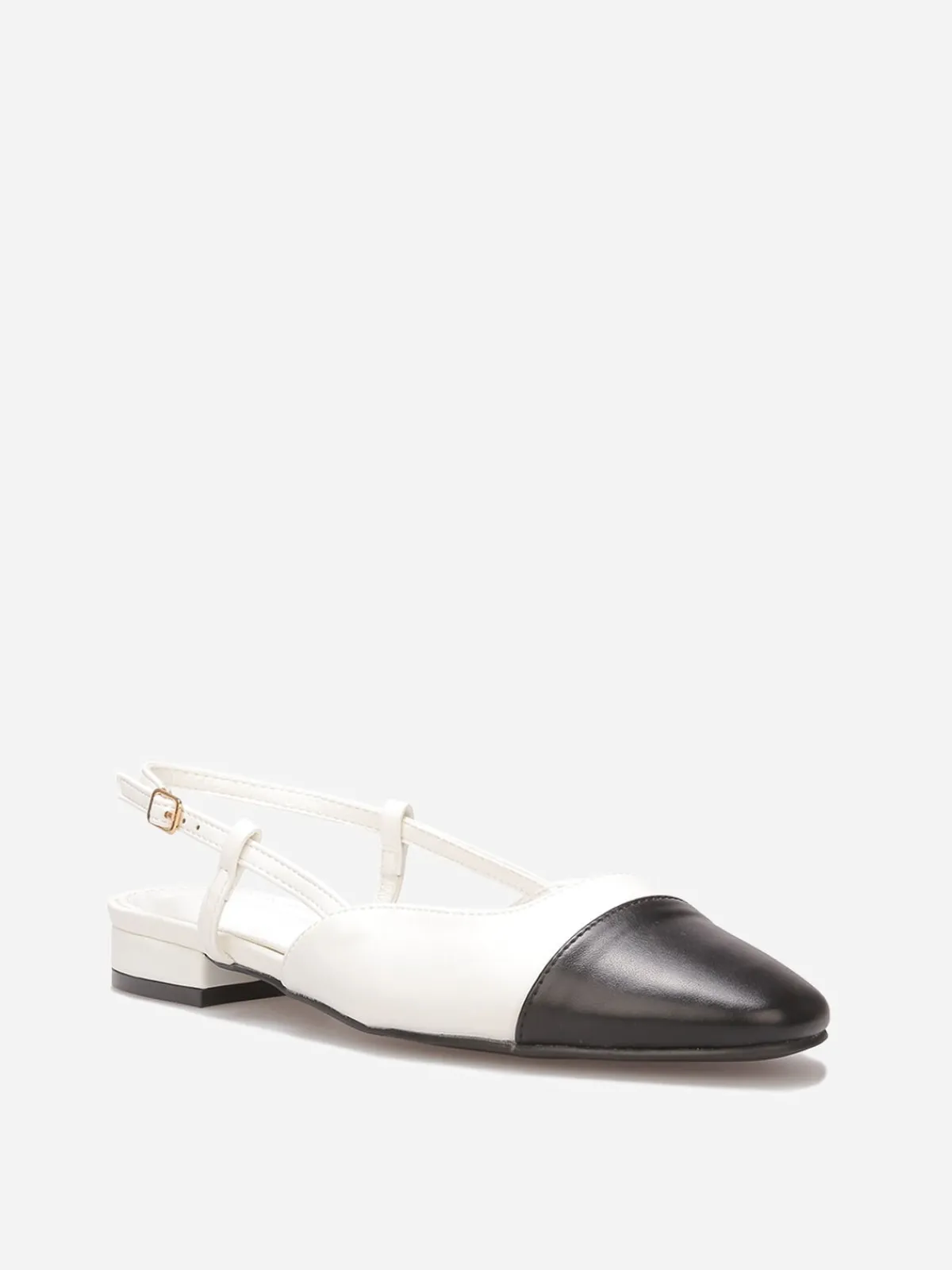 La Modeuse Ballerines slingback à bout contrastant Blanc