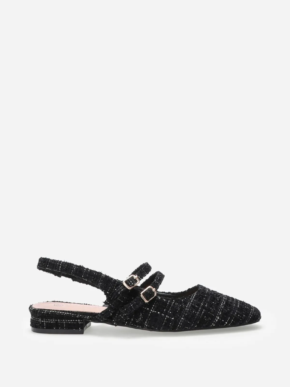 Sale La Modeuse Ballerines slingback multibrides en tweed Noir