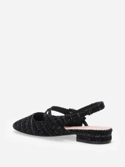 Sale La Modeuse Ballerines slingback multibrides en tweed Noir