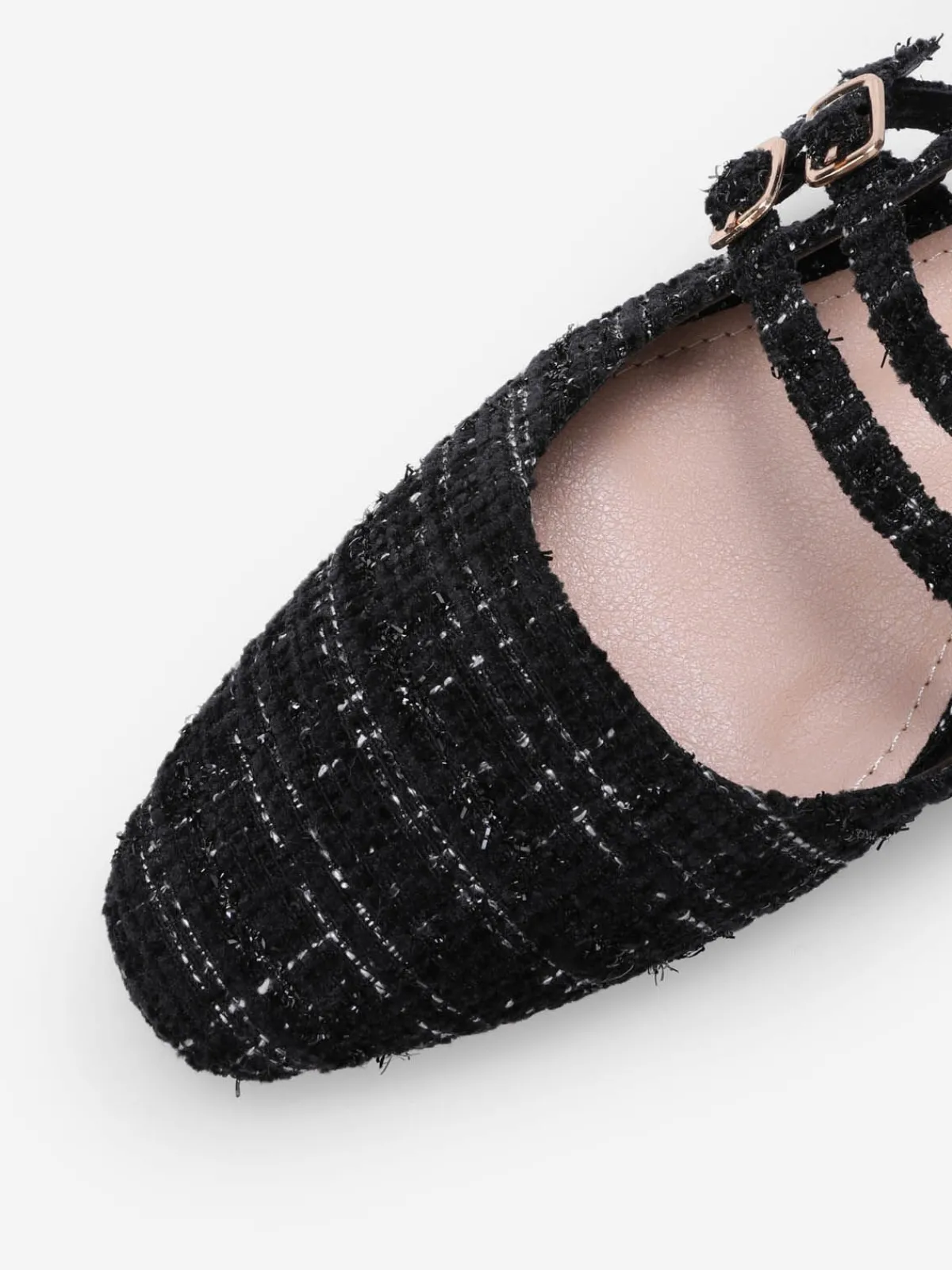 Sale La Modeuse Ballerines slingback multibrides en tweed Noir