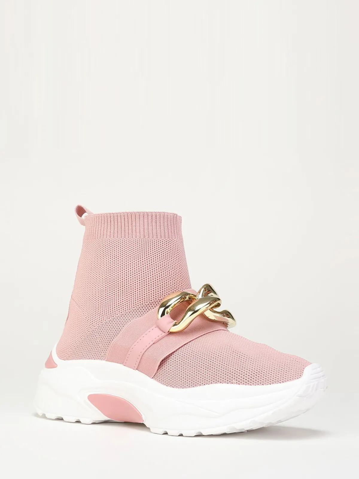 Outlet La Modeuse Basket effet chaussettes à chaîne Rose