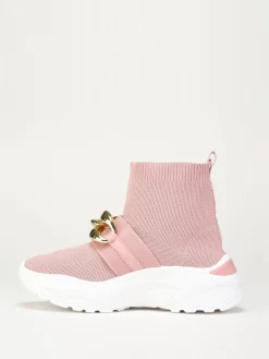 Outlet La Modeuse Basket effet chaussettes à chaîne Rose