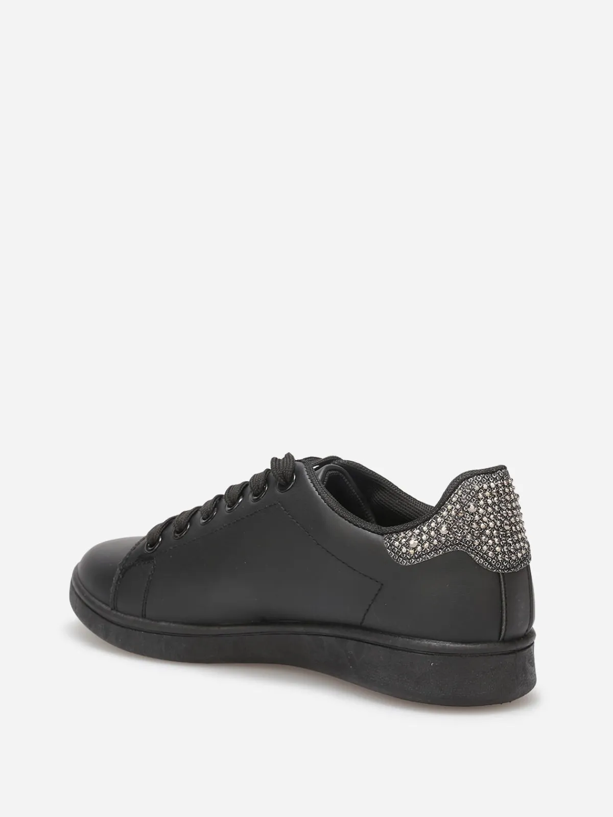Discount La Modeuse Baskets basses à détail strass Noir
