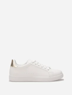 Outlet La Modeuse Baskets basses basiques Blanc/Doré