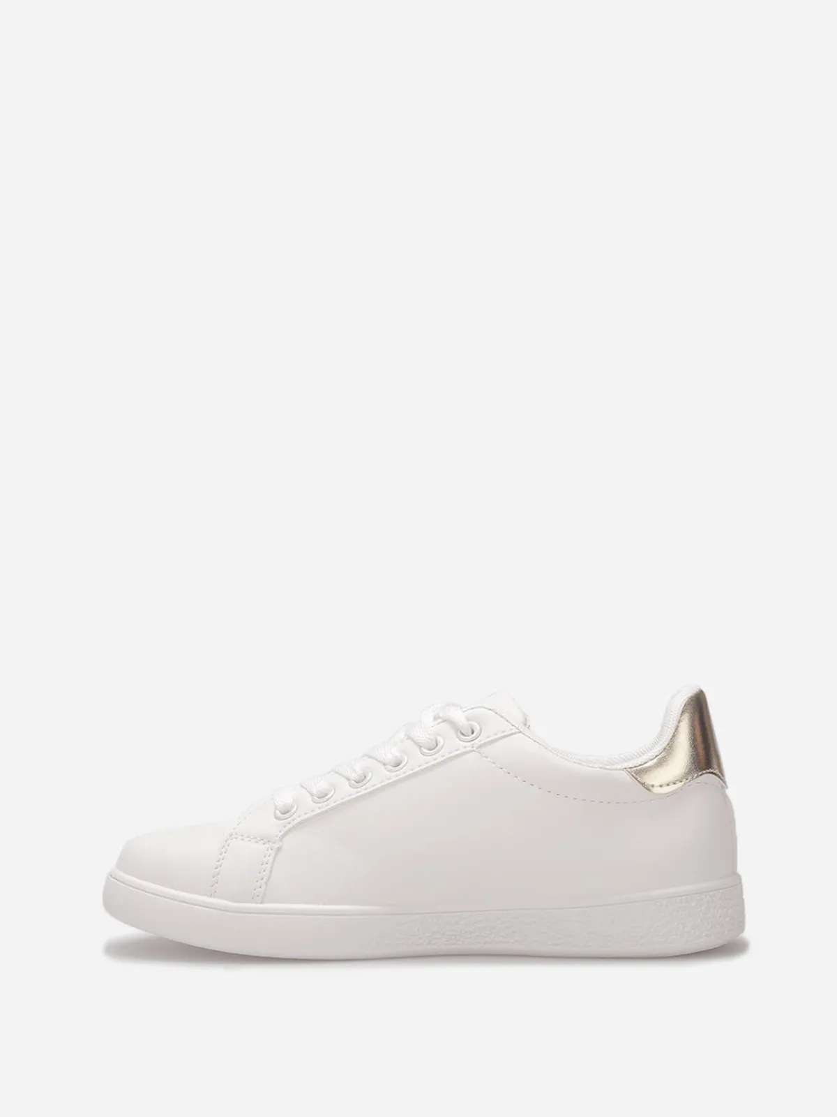 Outlet La Modeuse Baskets basses basiques Blanc/Doré