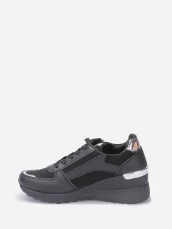 Clearance La Modeuse Baskets compensées et bi-matières Noir