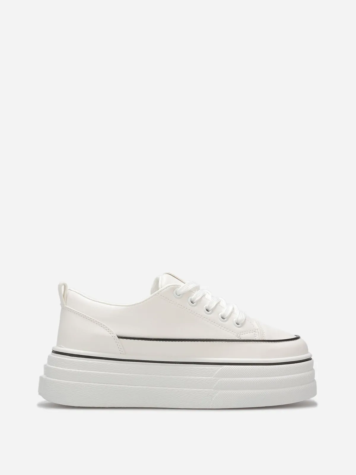 La Modeuse Baskets en simili à plateforme en relief Blanc