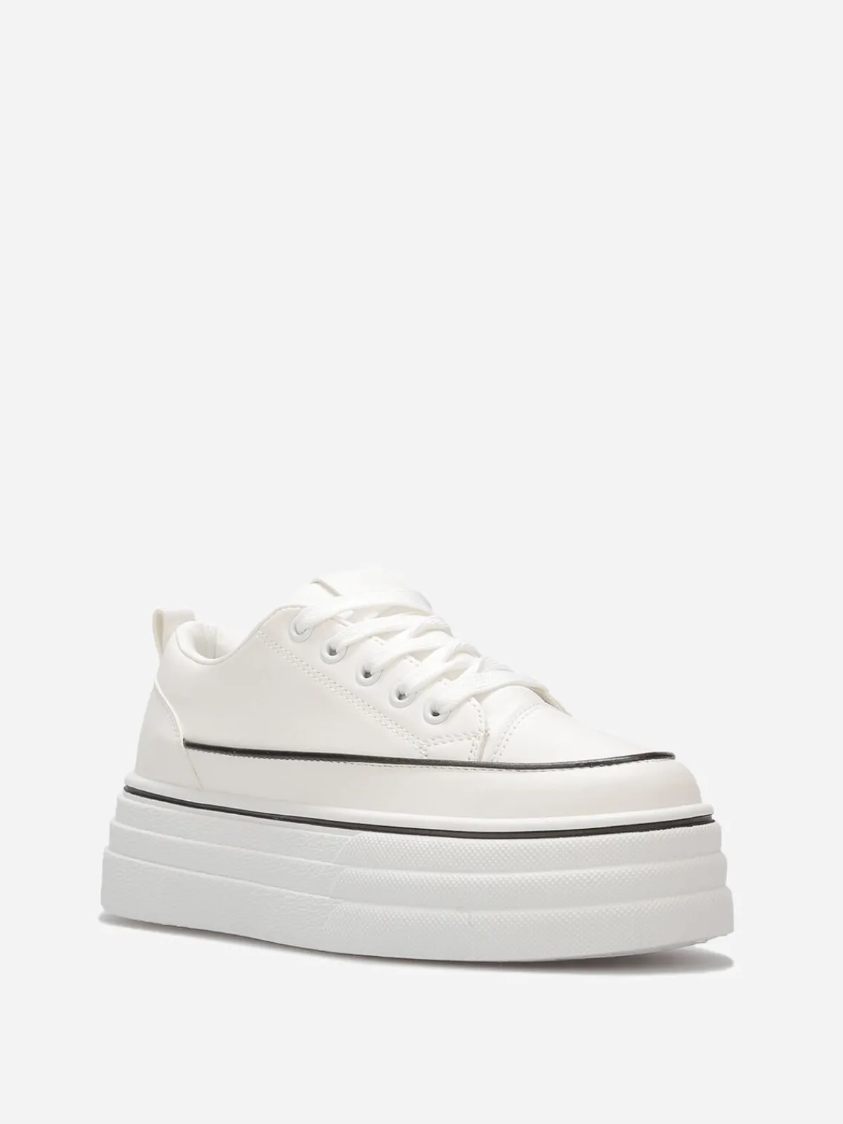 La Modeuse Baskets en simili à plateforme en relief Blanc