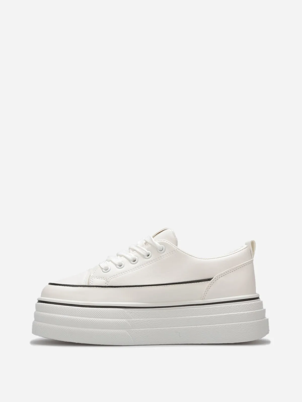 La Modeuse Baskets en simili à plateforme en relief Blanc