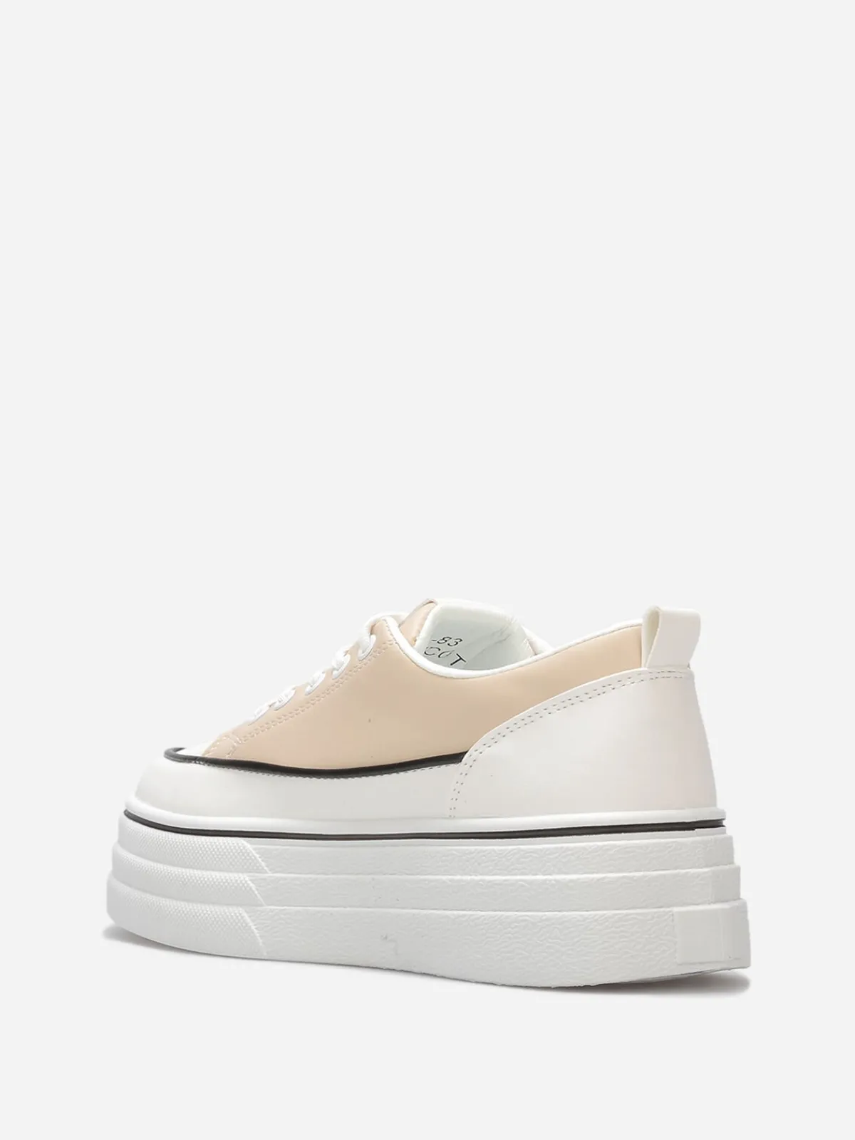 Clearance La Modeuse Baskets en simili à plateforme en relief Beige