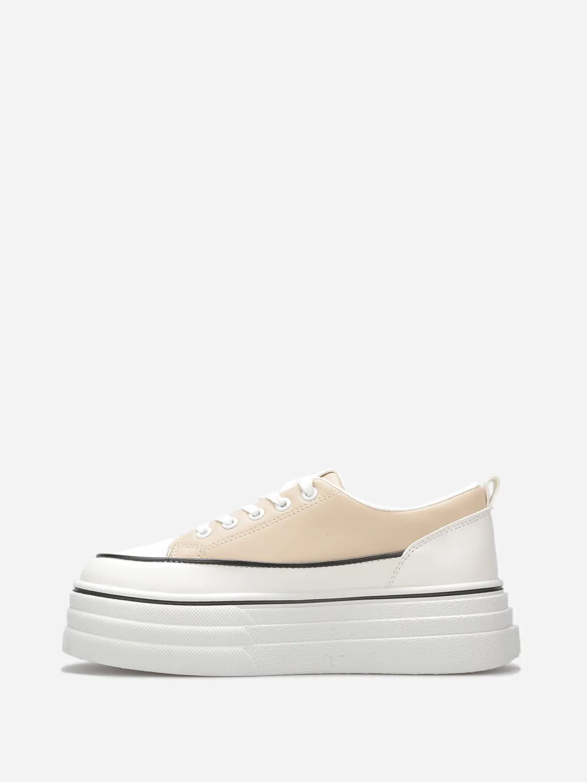 Clearance La Modeuse Baskets en simili à plateforme en relief Beige