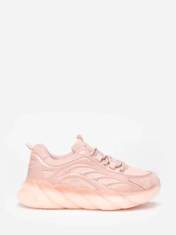 Clearance La Modeuse Baskets running bi-matières à plateforme Rose