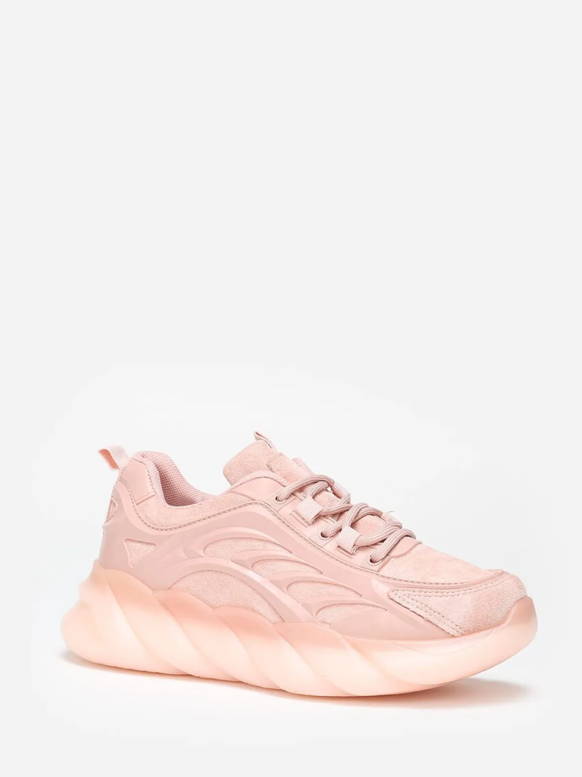 Clearance La Modeuse Baskets running bi-matières à plateforme Rose