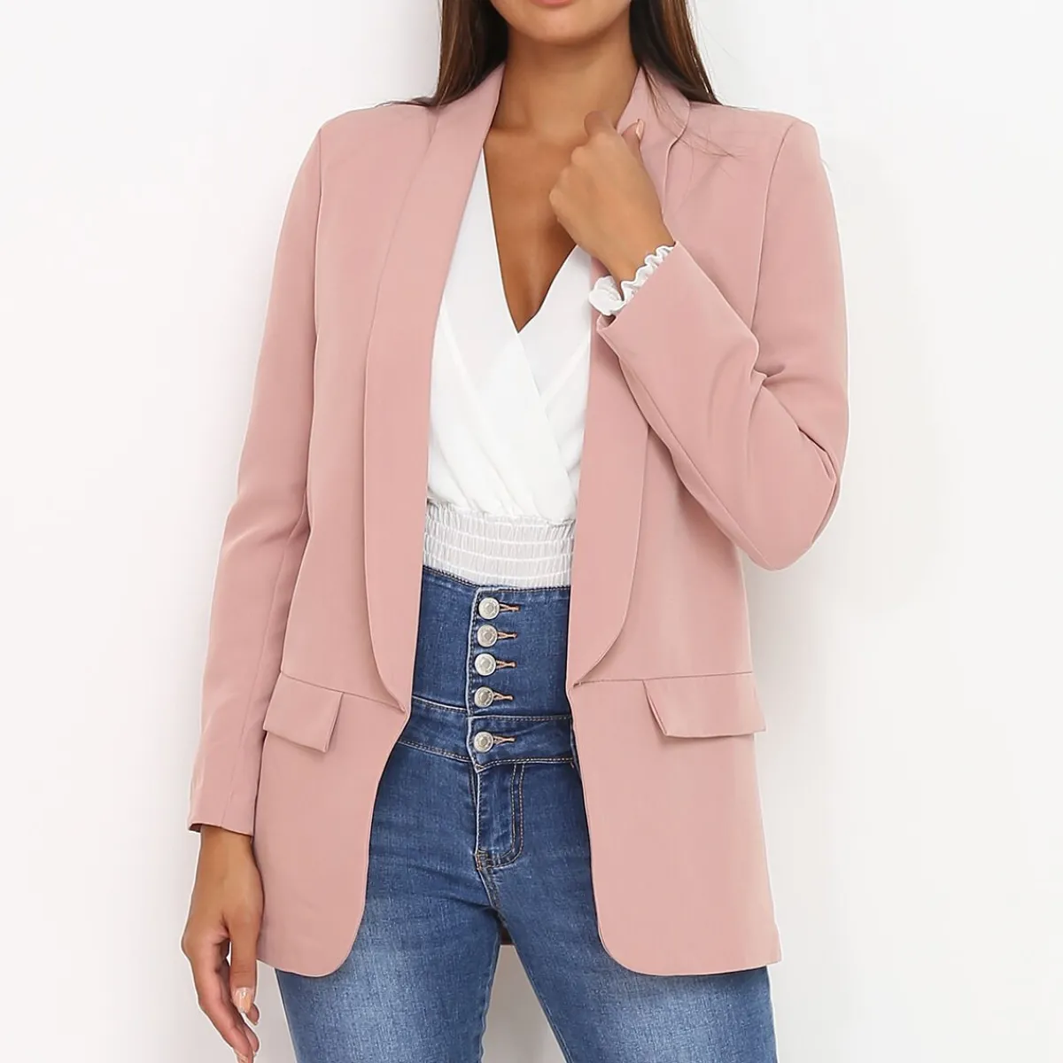 Online La Modeuse Blazer à col châle Rose