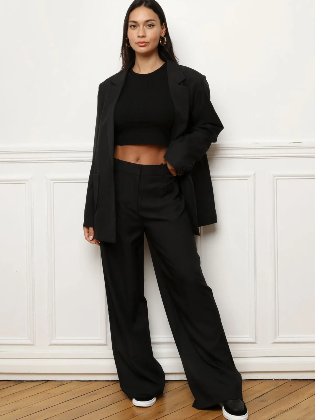 Outlet La Modeuse Blazer oversize à double poches plaquées Noir