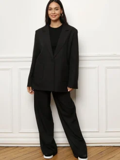 Outlet La Modeuse Blazer oversize à double poches plaquées Noir