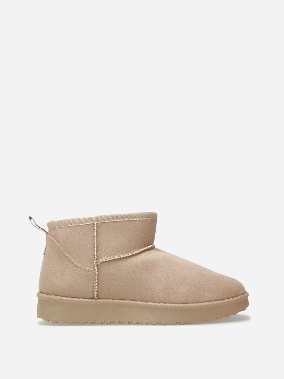 Hot La Modeuse Boots basses en suédine fourrées Beige