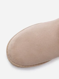 Hot La Modeuse Boots basses en suédine fourrées Beige