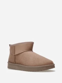 Online La Modeuse Boots basses en suédine fourrées Taupe