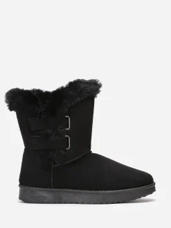 Best La Modeuse Boots  en suédine et fausse fourrure à scratchs Noir
