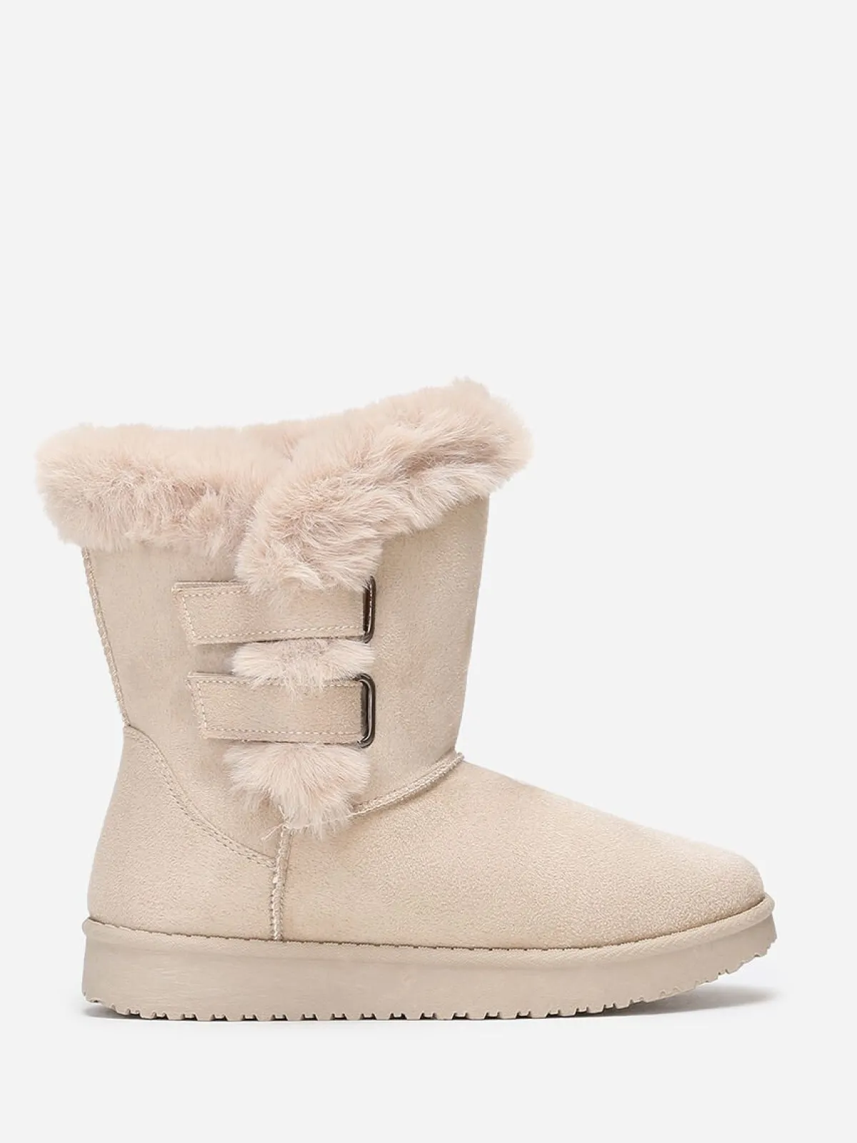 Online La Modeuse Boots en suédine et fausse fourrure à scratchs Beige