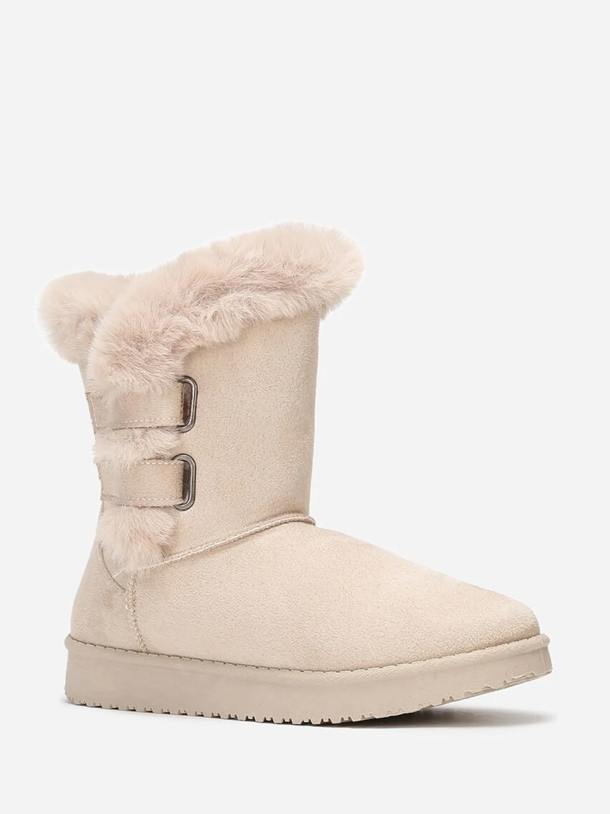 Online La Modeuse Boots en suédine et fausse fourrure à scratchs Beige