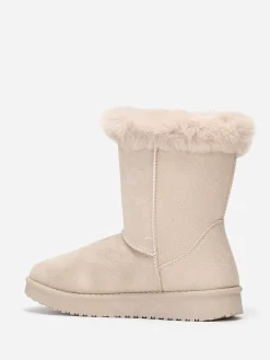 Online La Modeuse Boots en suédine et fausse fourrure à scratchs Beige