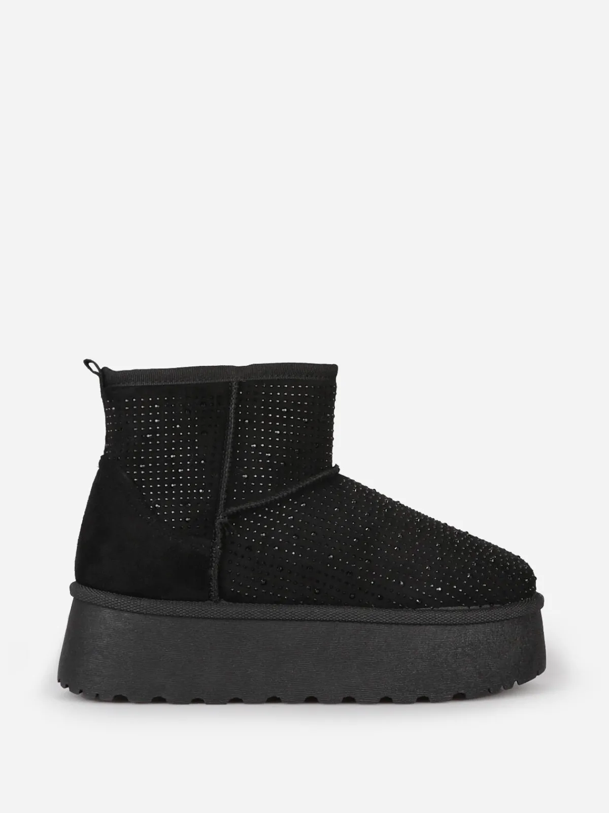 New La Modeuse Boots fourrées à strass et plateforme Noir