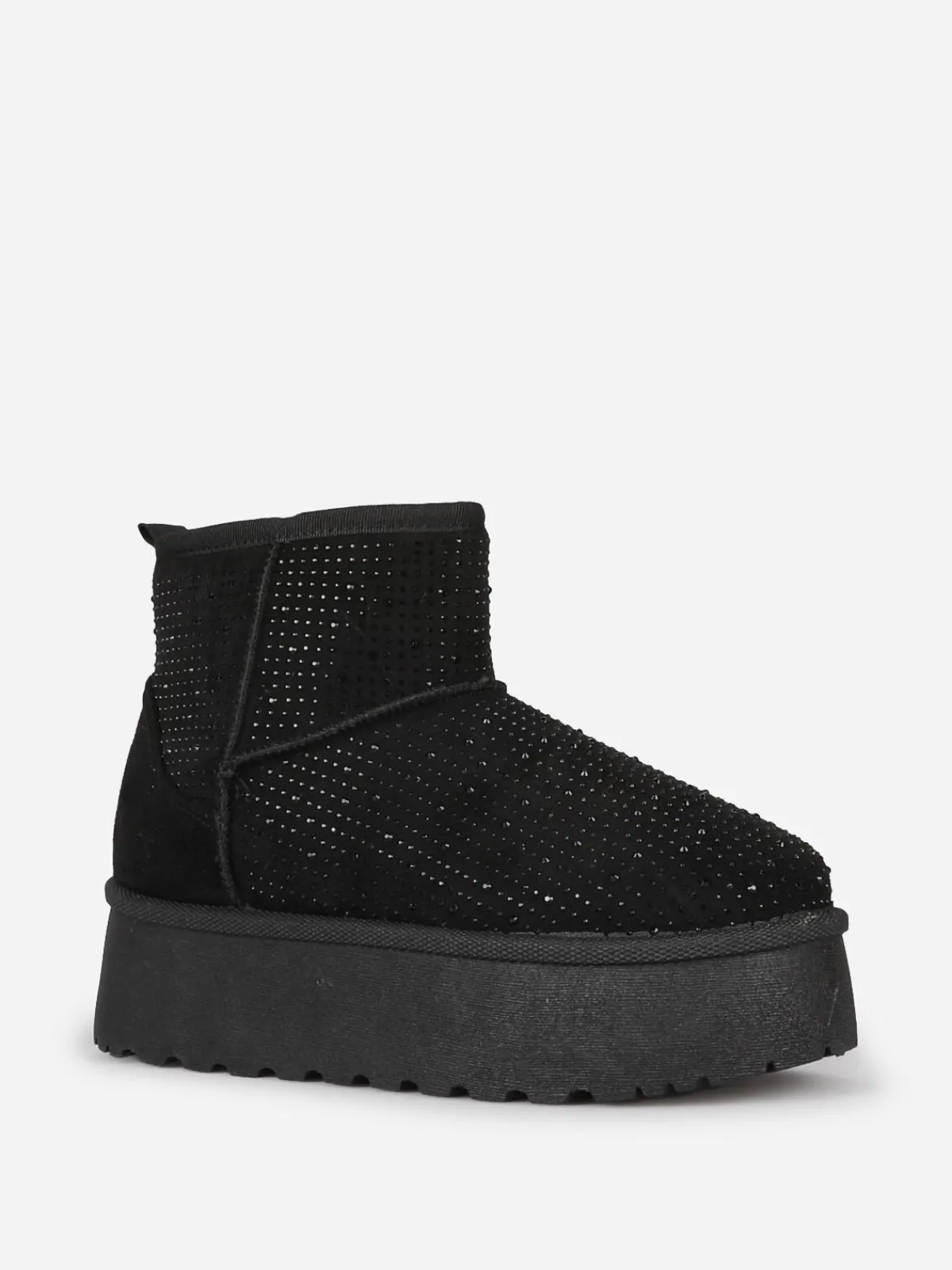 New La Modeuse Boots fourrées à strass et plateforme Noir