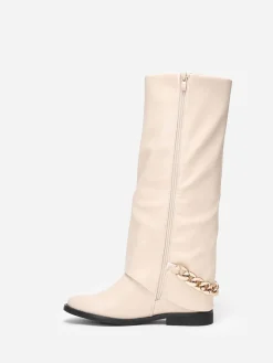 Outlet La Modeuse Bottes à revers  avec chaîne Beige